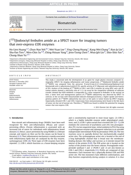 [123I]Iodooctyl Fenbufen Amide As a SPECT Tracer for Imaging Tumors That Over-Express COX Enzymes