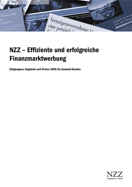 NZZ – Effiziente Und Erfolgreiche Finanzmarktwerbung