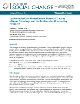 Potential Causes of Mass Shootings and Implications for Counseling Research