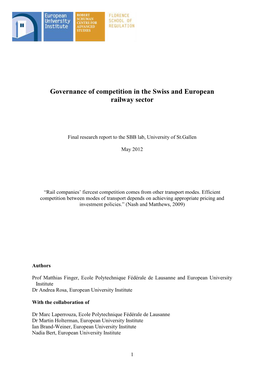 Governance of Competition in the Swiss and European Railway Sector