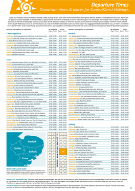 Departure Times Departure Times & Places for Sunrisedirect Holidays