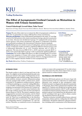 The Effect of Asymptomatic Urethral Caruncle on Micturition in Women with Urinary Incontinence