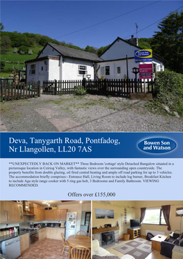 Deva, Tanygarth Road, Pontfadog, Nr Llangollen, LL20 7AS