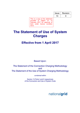 Statement of Use of System Charges