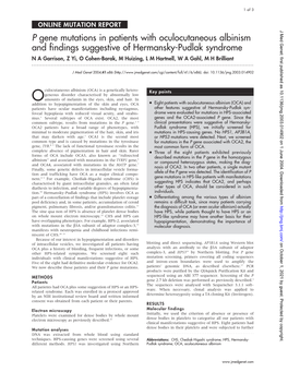 P Gene Mutations in Patients with Oculocutaneous Albinism And