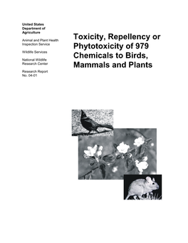 Schafer, E. W., Jr., and W. A. Bowles Jr. 2004. Toxicity