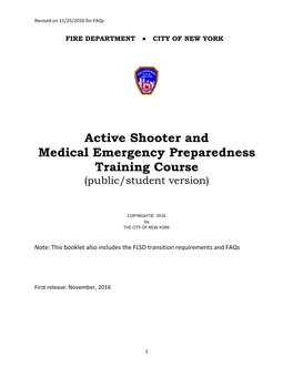 Active Shooter and Medical Emergency Preparedness Training Course (Public/Student Version)