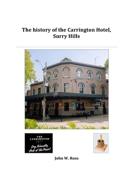 The History of the Carrington Hotel, Surry Hills
