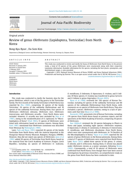 Review of Genus Olethreutes (Lepidoptera, Tortricidae) from North Korea