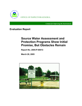 Source Water Assessment and Protection Programs Show Initial Promise, but Obstacles Remain