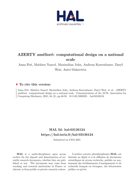 AZERTY Amйliorй: Computational Design on a National Scale