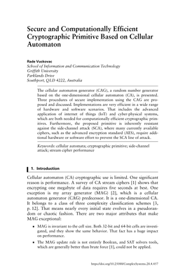 Secure and Computationally Efficient Cryptographic Primitive Based on Cellular Automaton