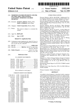 United States Patent (19) 11 Patent Number: 5,922,118 Johnson Et Al