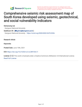 Comprehensive Seismic Risk Assessment Map of South Korea Developed Using Seismic, Geotechnical, and Social Vulnerability Indicators