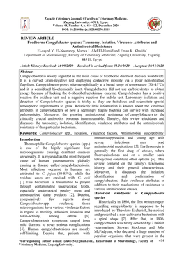 414 REVIEW ARTICLE Foodborne Campylobacter Species: Taxonomy, Isolation, Virulence Attributes and Antimicrobial Resistance El-Sa