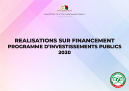 Realisations Sur Financement Programme D’Investissements Publics 2020