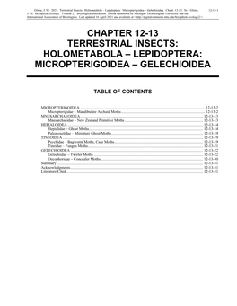 Volume 2, Chapter 12-13: Terrestrial Insects: Holometabola–Lepidoptera