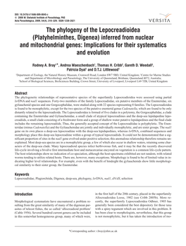 The Phylogeny of the Lepocreadioidea (Platyhelminthes, Digenea) Inferred from Nuclear and Mitochondrial Genes: Implications for Their Systematics and Evolution