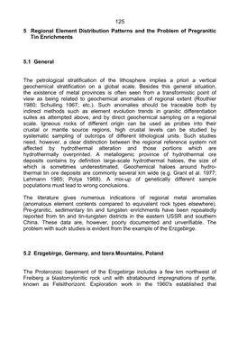 5 Regional Element Distribution Patterns and the Problem of Pregranitic Tin Enrichments