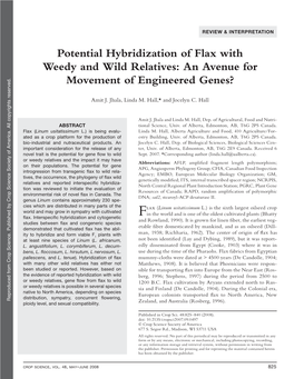 Potential Hybridization of Flax with Weedy and Wild