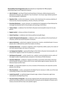 Personalities from Programme Area Who Became an Inspiration for PBU Projects (Interesting’ Figures from Programme Projects)