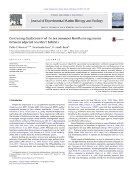 Contrasting Displacement of the Sea Cucumber Holothuria Arguinensis Between Adjacent Nearshore Habitats