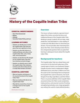 History of the Coquille Indian Tribe Grade 4