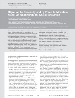 Migration by Necessity and by Force to Mountain Areas