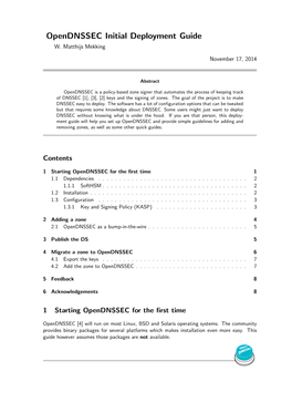 Opendnssec Initial Deployment Guide W