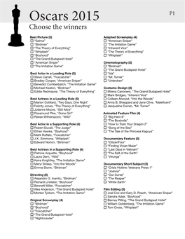 Oscars 2015 P1 Choose the Winners