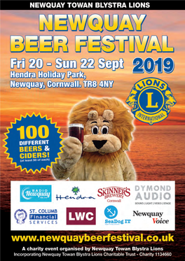 Radio Newquay”Newquaewquay” IT’S £40K and COUNTING! That’S What Newquay Beer Festival Has Raised for Charities and Good Causes Since It Started in 2013