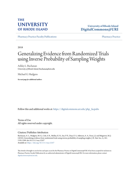 Generalizing Evidence from Randomized Trials Using Inverse Probability of Sampling Weights Ashley L