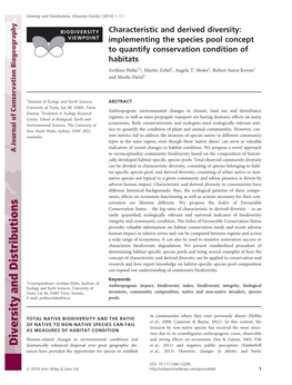 Characteristic and Derived Diversity: Implementing the Species Pool