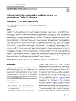 Endoparasites Infecting Exotic Captive Amphibian Pet and Zoo Animals (Anura, Caudata) in Germany