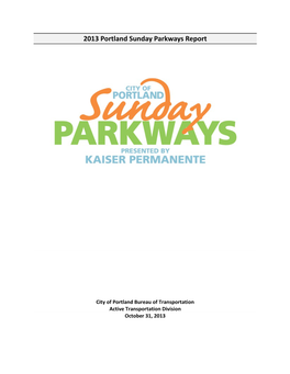 2013 Sunday Parkways Final Report