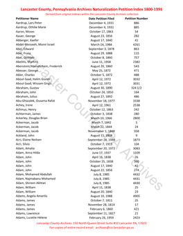 Naturalization Petition Index