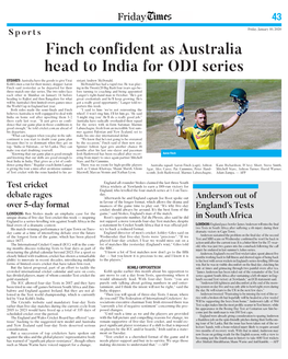 Finch Confident As Australia Head to India for ODI Series