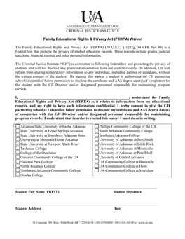 “Family Educational Rights Privacy Act (FERPA)” Form