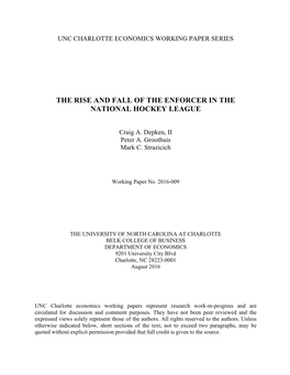 The Rise and Fall of the Enforcer in the National Hockey League