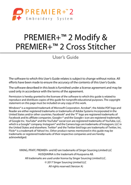 PREMIER+ 2 Cross Stitcher & Modify User Guides