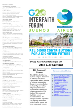G20 Interfaith Forum in Buenos Aires Took Place Roughly Two for Religious Engagement