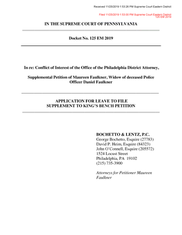 Conflict of Interest of the Office of the Philadelphia District Attorney, Supplemental Petition of Maureen Faulkner, Wido