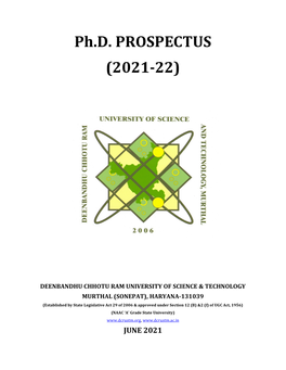 Ph.D. PROSPECTUS (2021-22)