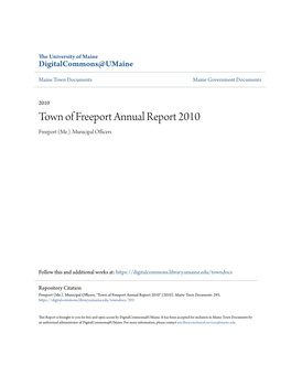 Town of Freeport Annual Report 2010 Freeport (Me.)