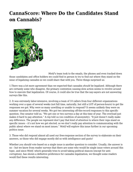 Cannascore: Where Do the Candidates Stand on Cannabis?