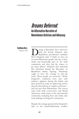 Dreams Deferred: an Alternative Narrative of Nonviolence Activism and Advocacy