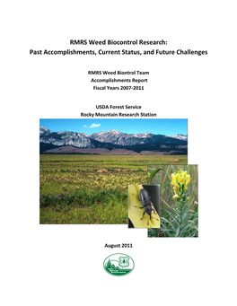 RMRS Weed Biocontrol Research: Past Accomplishments, Current Status, and Future Challenges