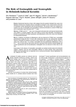 The Role of Eosinophils and Neutrophils in Helminth-Induced Keratitis