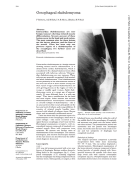 Oesophageal Rhabdomyoma J Clin Pathol: First Published As 10.1136/Jcp.53.7.554 on 1 July 2000