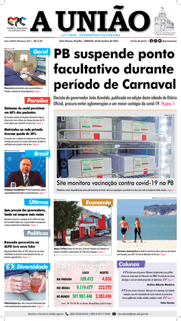 PB Suspende Ponto Facultativo Durante Período De Carnaval